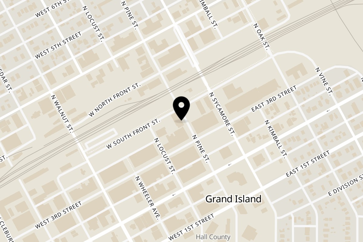 Map showing the location of Everest Indian Kitchen on 316 N Pine St in Grand Island